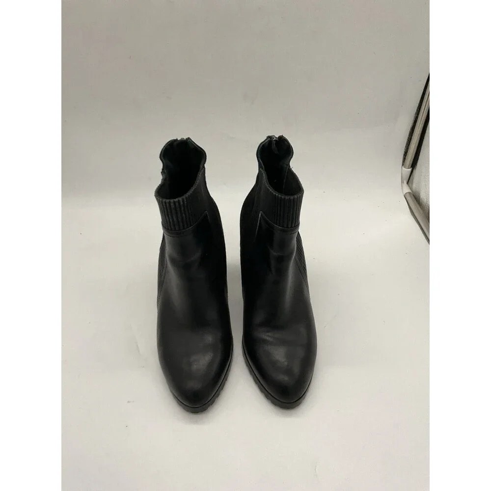 Donald Pliner Women’s Black Leather Suede Ankle Booties Zip Round Toe US 7